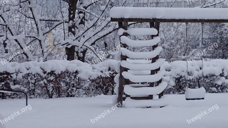 Snow Swing For Children Playground Winter