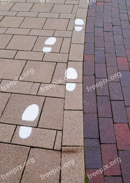 Mark Walk Route Footprints Paving