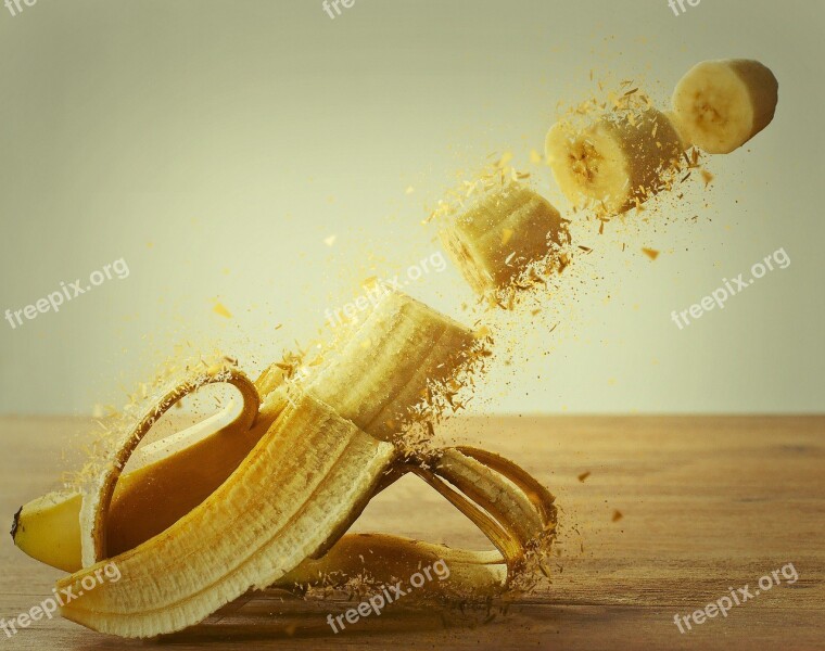 Banana Banana Peel Photomontage Yellow Explosion