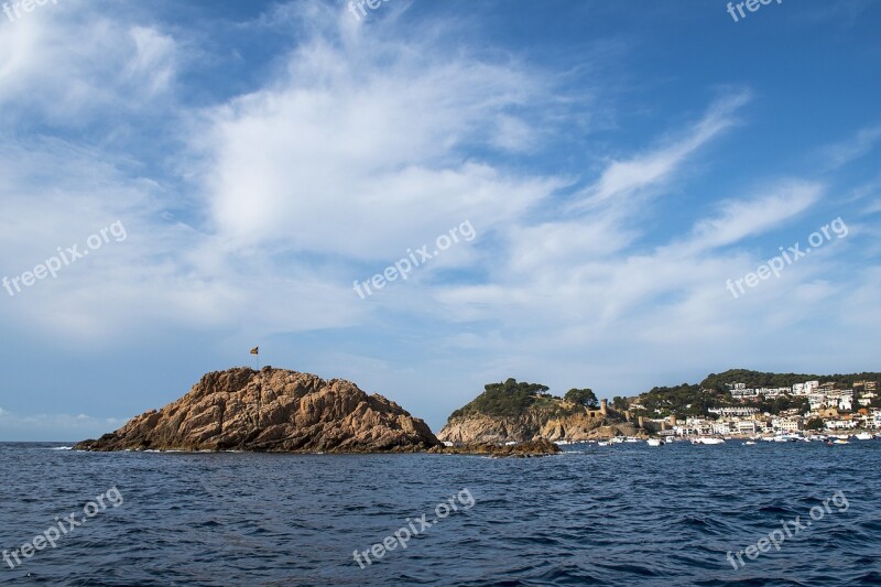 Tossa De Mar Spain Sea Island Rock