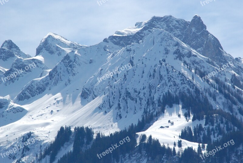 Snow Mountains Winter Alpine Forest