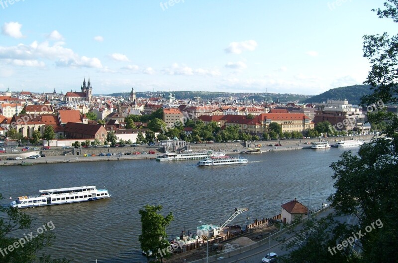 Czech Republic Prague Panorama View The Moldau