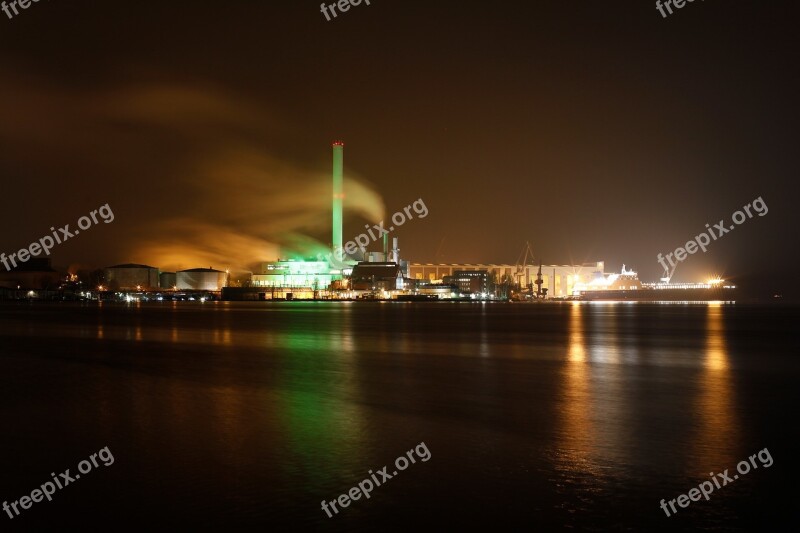 Flensburg Port Night Photograph Germany Lighting