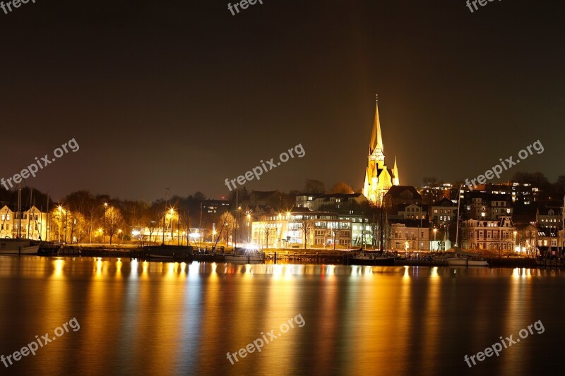 Flensburg Port Night Photograph Germany Eastern Shore