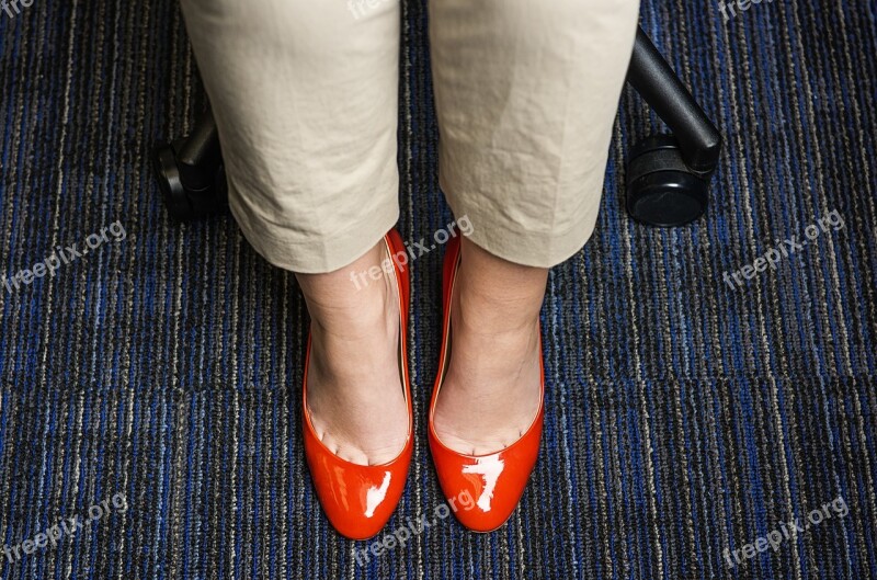 Red Shoes Red Work Office Carpet