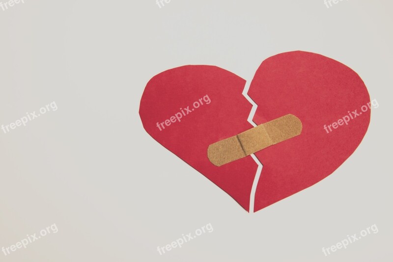 Broken Heart Heart Band-aid Depression Free Photos