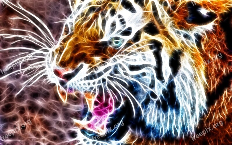 Tiger Animal 3d Structure Surreal