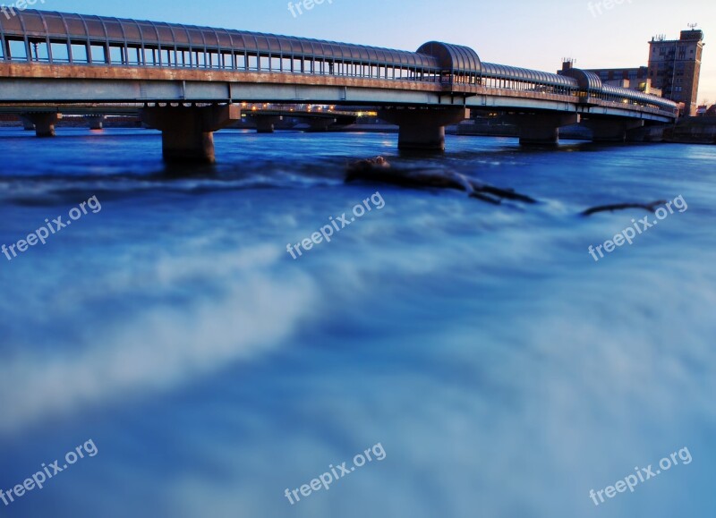 Waterloo 4th Street Bridge Iowa River Slow Shutter Speed