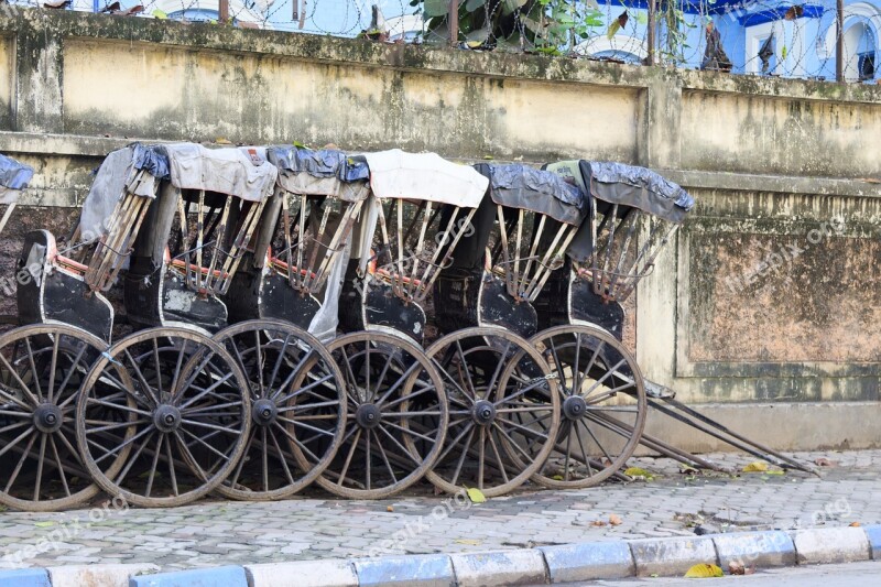 Rickshaw Rickshaw Stand Transportation India Asia