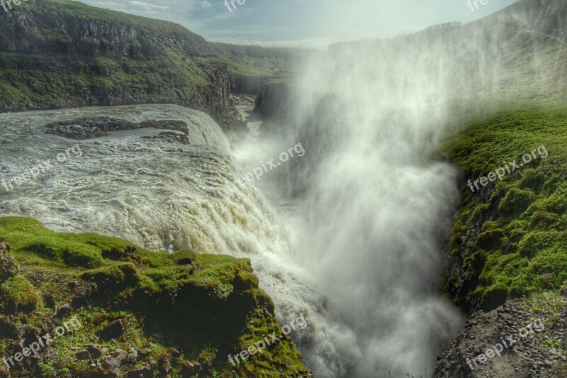 Gullfoss Waterfall Enormous Iceland Spray