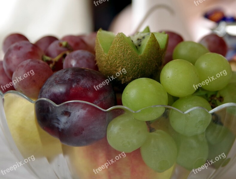 Fruit Grapes Kiwi Plum Bowl