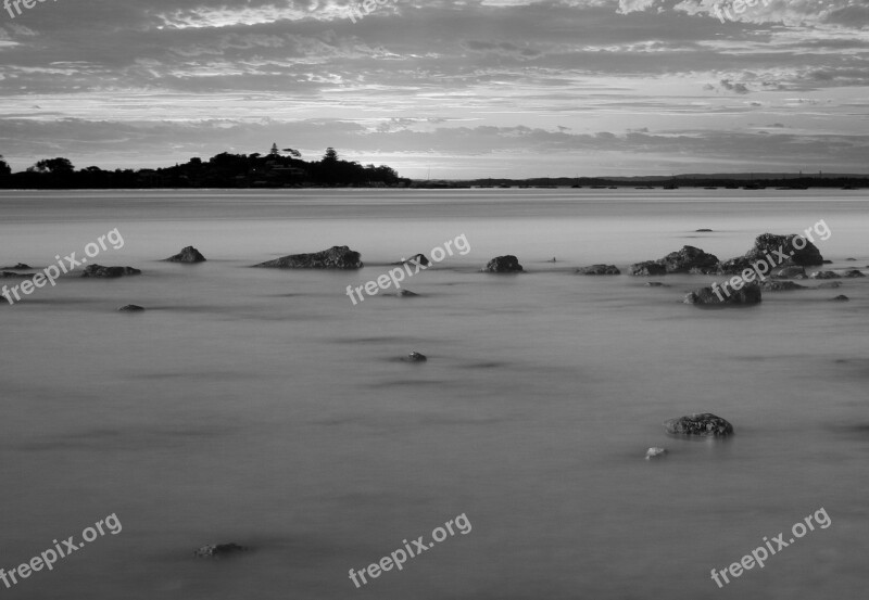 Water Silk Landscape Sea Beach Black And White