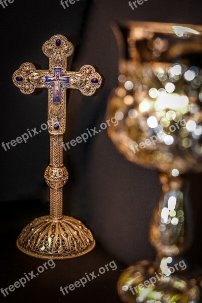 Cross Gold Ancient Grail Handmade