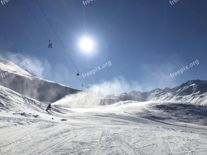 Tyrol Alps Skiing Snow Cannon