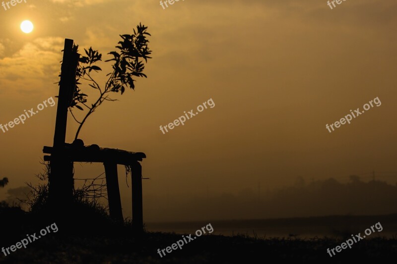 Sunrise Winter Morning Morning Foggy Morning Empty Chair