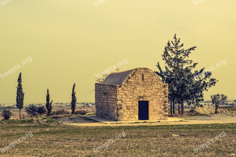 Cyprus Tersefanou Chapel Landscape Autumn