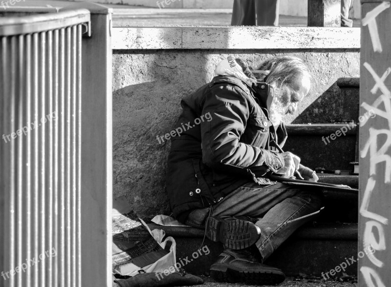 Rome Lazio Italy Poverty Man