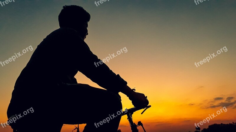 Cycling Evening Colourful Cloud Free Photos