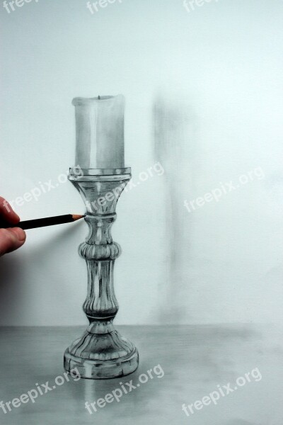 Drawing Pencil Art Candle Candlestick