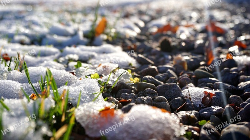 Snow Gravel Stones Winter Garden