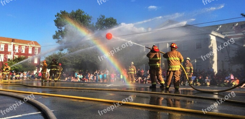 Firefighters Rainbow Waterball Contest Madison