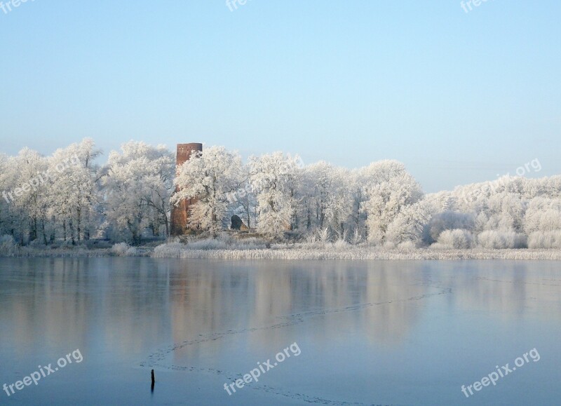 Hoarfrost Ripe Winter Lake Ice Rink