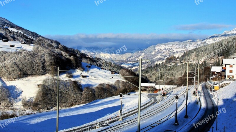 Pull Station Winter Snow Mountains The Alps