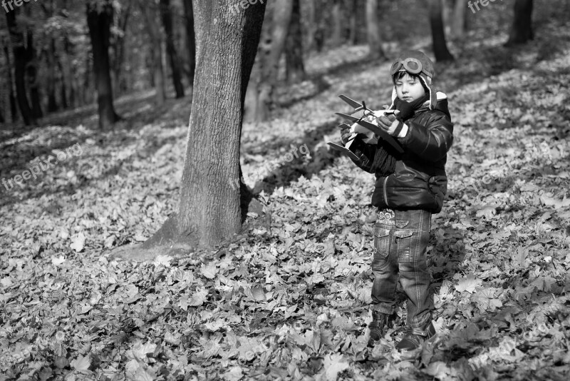 Boy Autumn Park Photo Leaves