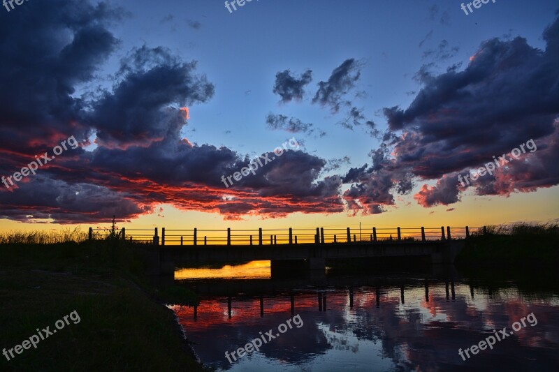 Bridge Sunset Sun Evening Sun Landscape