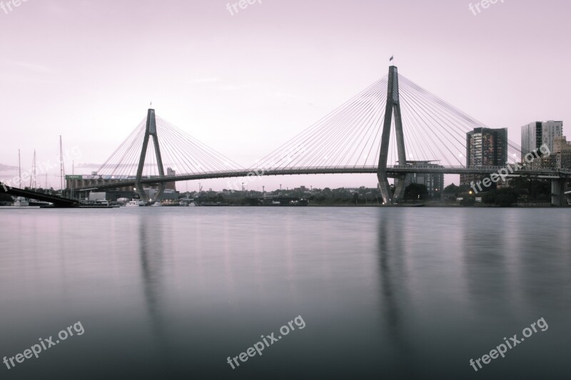 Sydney Anzac Bridge Summer Sky