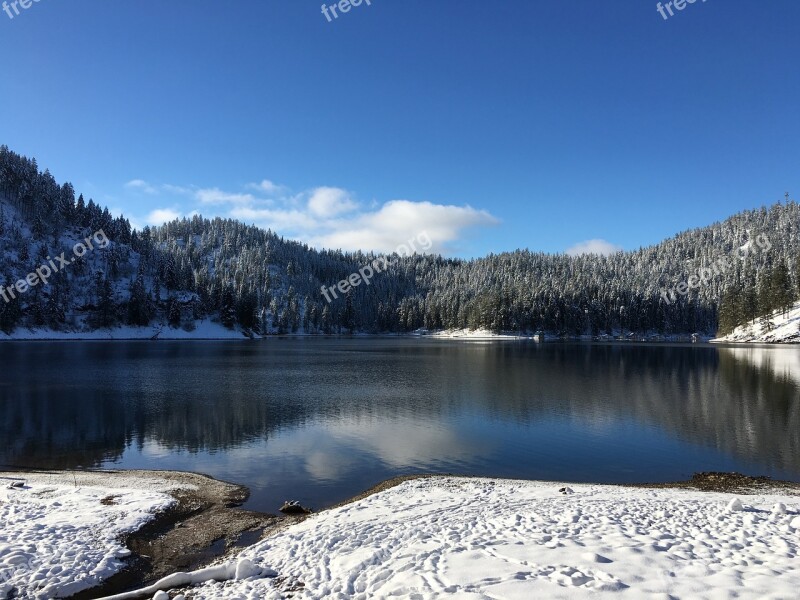 Lake Winter Landscape Snow Nature