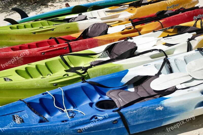 Kayak Rowing Boat Canoeing Colorful Rowing