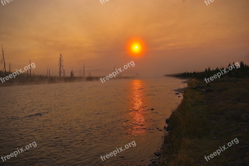 Misty Madison River Sunrise Sunrise Madison River Yellowstone