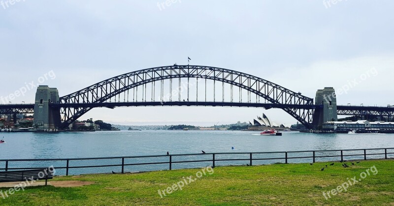 Sydney Harbour Bridge Grass Water Harbour