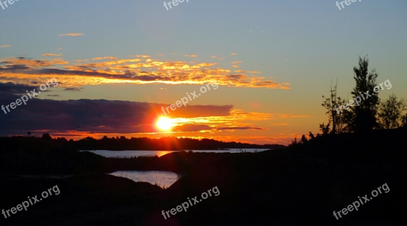 Sunrise Vänern Lake View Beautifully Free Photos