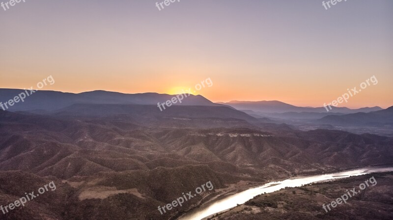 Drone Sunset River Sky Nature