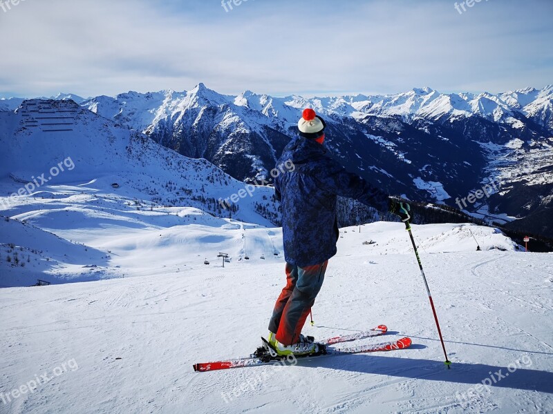 Skiing Mountains Skier Alps Austria