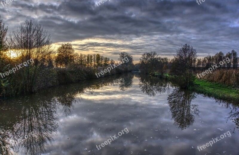 Water Mirroring Reflection Sky Clouds