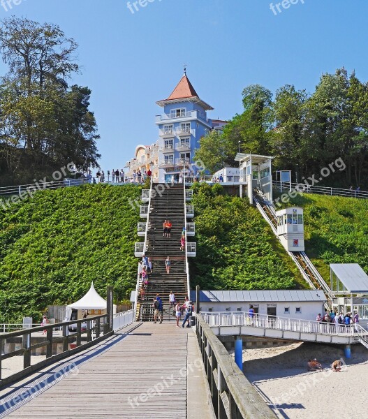 Ostseebad Sellin Rügen Island Free Stairs To The Pier Inclined Lift Kurhaus