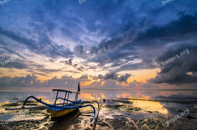 Beach Bali Boat Nature Landscape