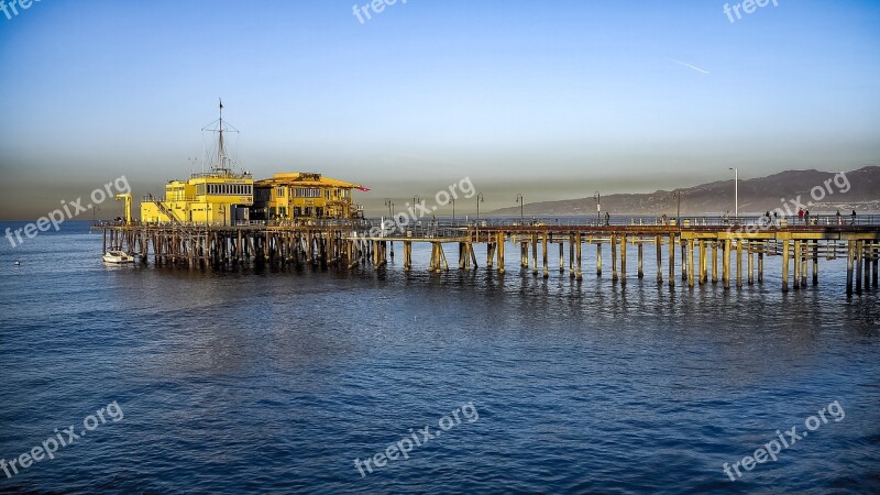 Ocean The Pier Water Waves Sunrise