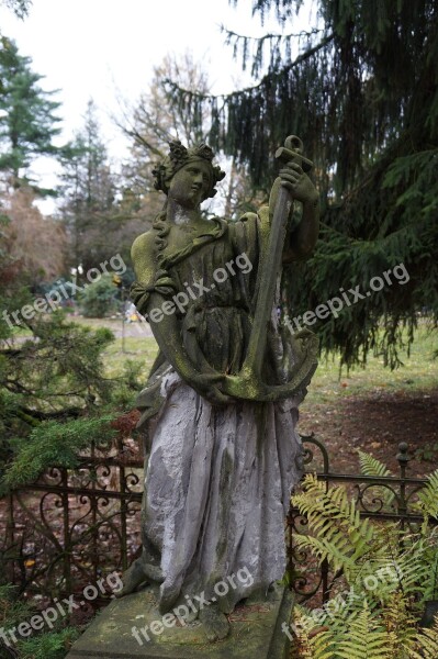 Figure Old Weathered Statue Green