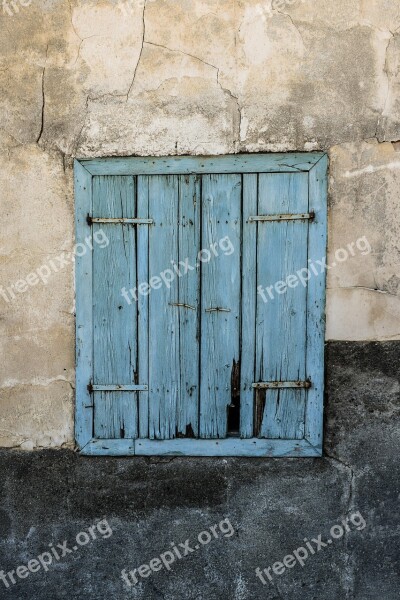 Window Wooden Blue Damaged Weathered