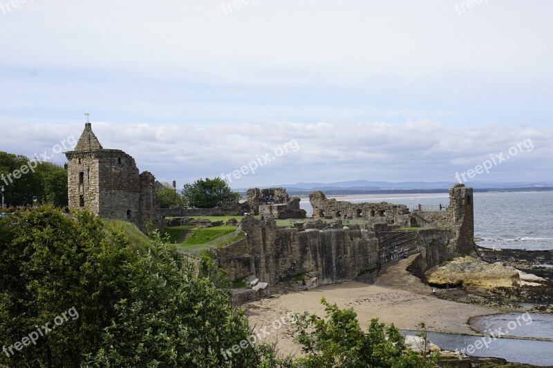 Scotland St Andrews Castle Beach Fife