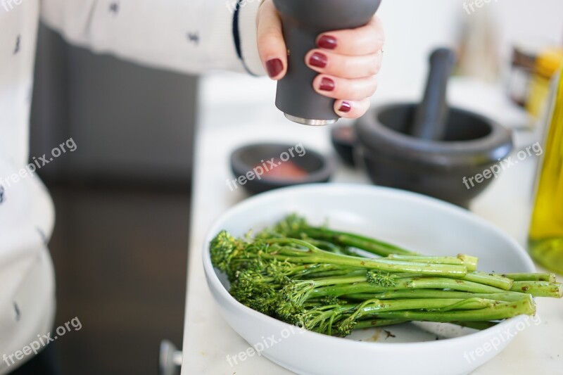 Broccolini Kitchen Cooking Food Healthy