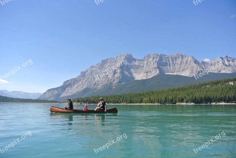 Banff Canoe Lake Mountains Camping