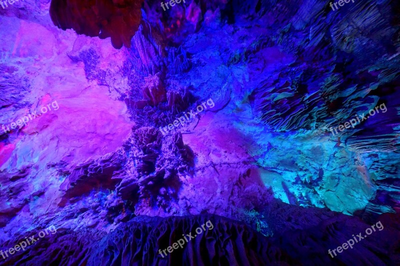 Reed Flute Cave Guilin Stalactite Stalagmite Rock Formation