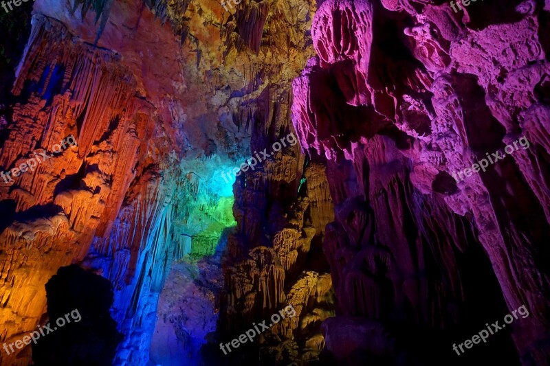 Reed Flute Cave Guilin Stalactite Stalagmite Rock Formation