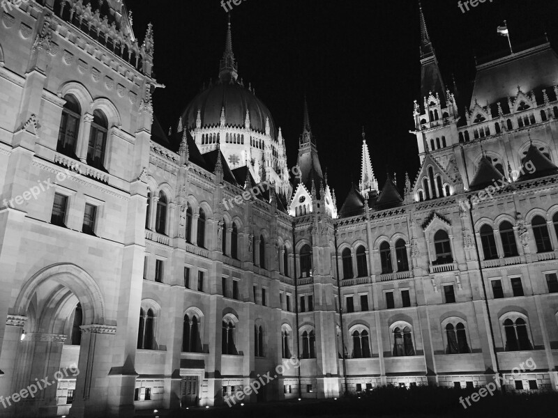 Budapest Houses Of Parliament Black And White Free Photos