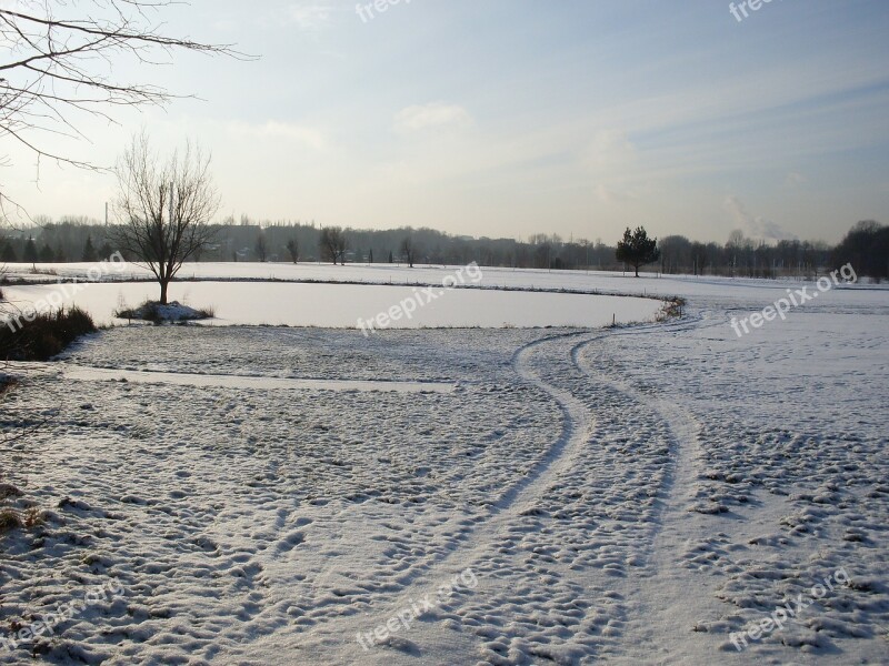 Winter Snow Lake Ice Pond